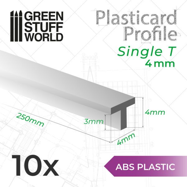 Plasticard Perfil-T<br>ABS - 4mm