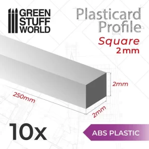 Plasticard Barra Quadrada<br>ABS - 2mm