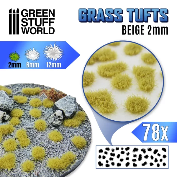 Tufos de Grama Autoadesivo<br><font color="#D20913">Tamanho: <b>2mm</b></font><br>Bege