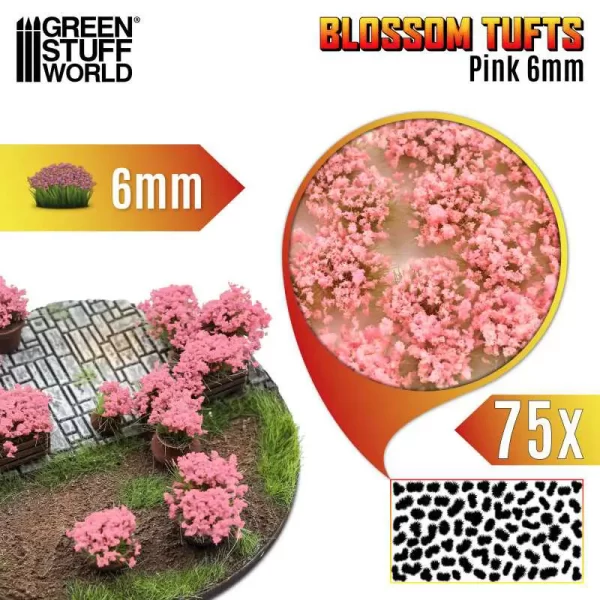 Tufos de Flores Autoadesivo<br><font color="#E57103">Tamanho: <b>6mm</b></font><br>Cor Rosa