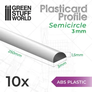 Plasticard Semi Círculo <br>ABS - 1,5x3mm